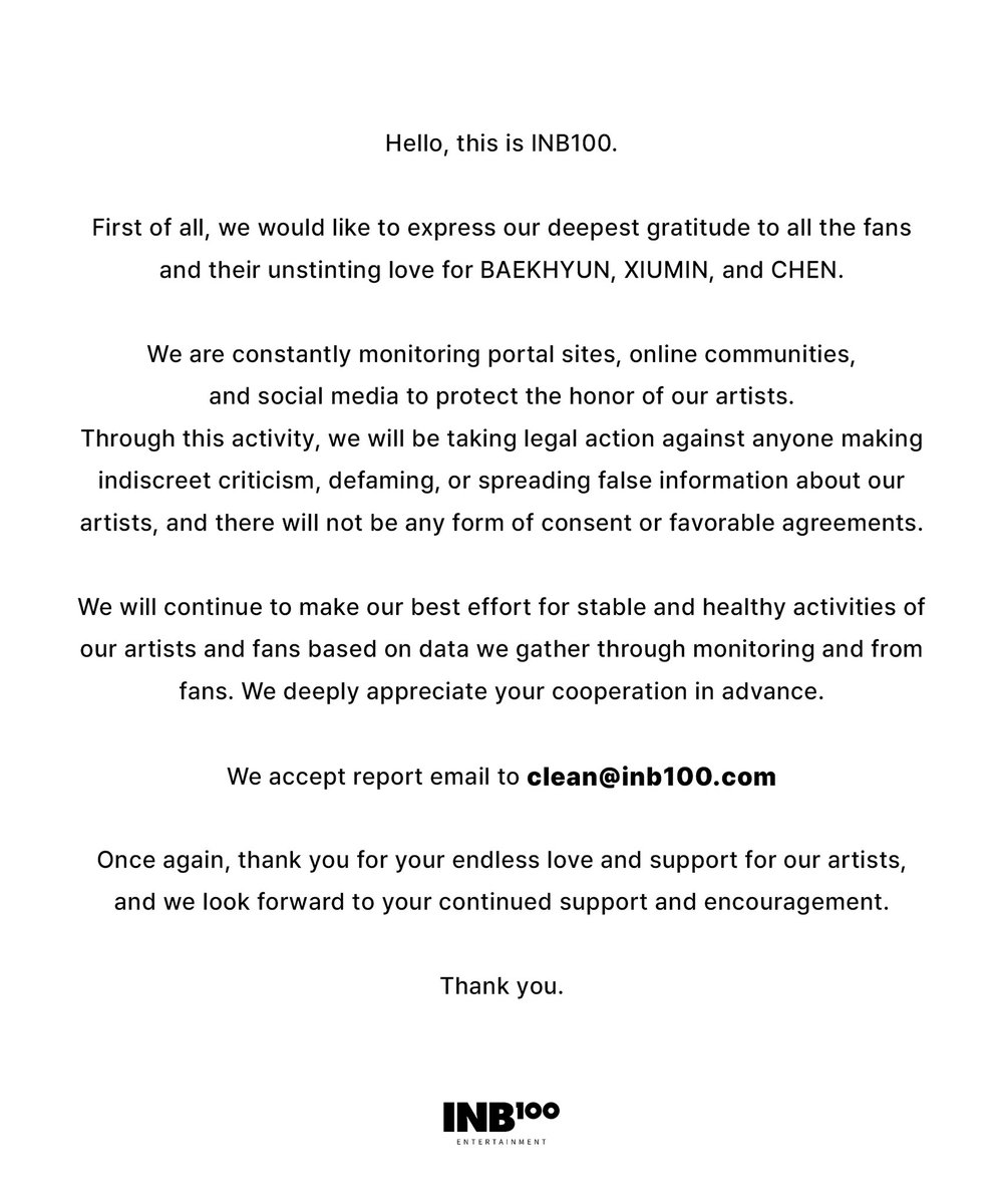 If you come across any hate post targeting Jongdae, Please send them to us via DM so we can compile and email them to INB100. 

Thank you for helping to protect him. 

#CHEN #첸 #김종대 <a href="/CHEN_INB100/">CHEN_official</a>