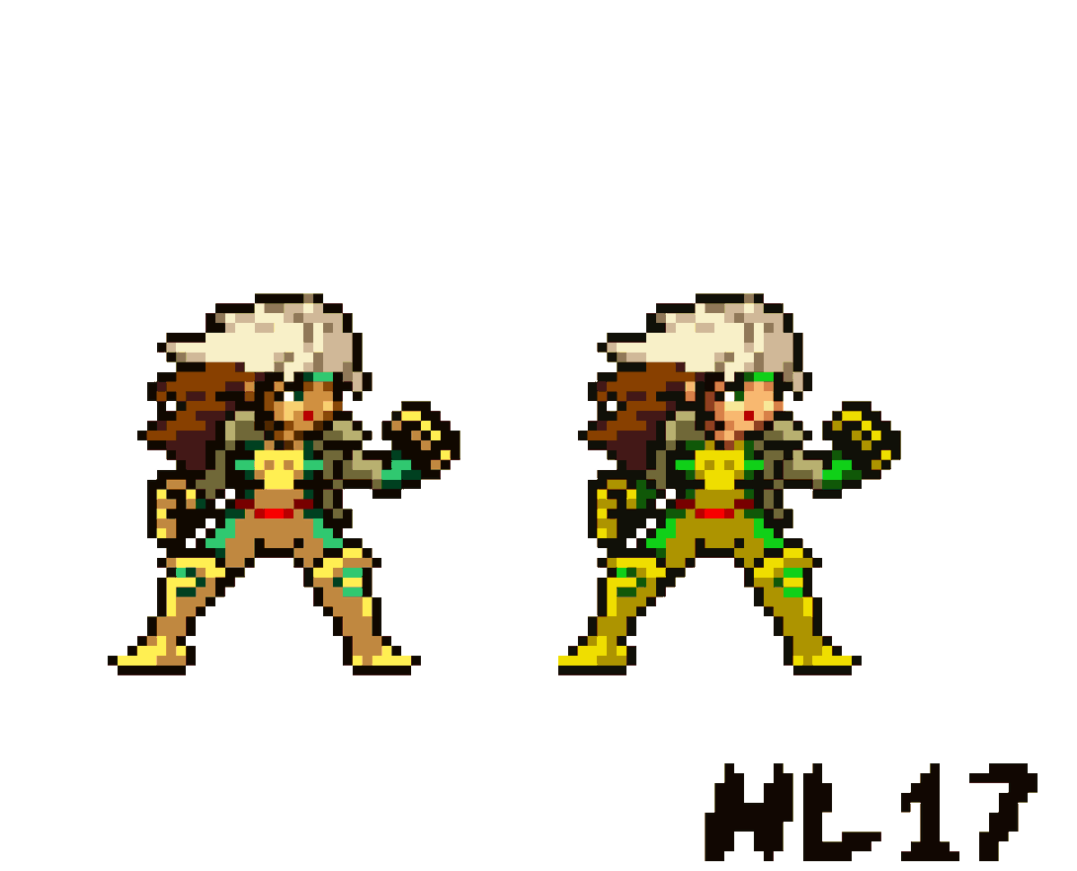 Rogue del marvel vs capcom2 sprite con dos versiones alternativas 💯💥
#pixelart #sprite #RogueXmen #metalslugSytle #HL17