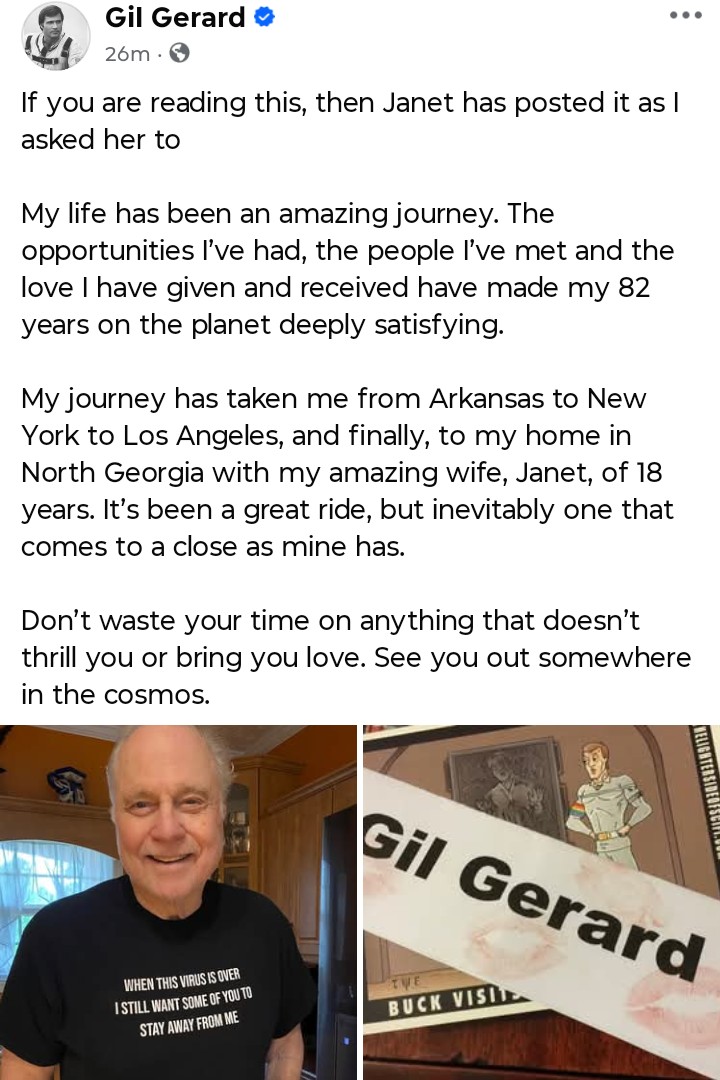 horrormuseum's tweet image. We can only take this to mean that Gil Gerard, aka Buck Rogers, has passed away.