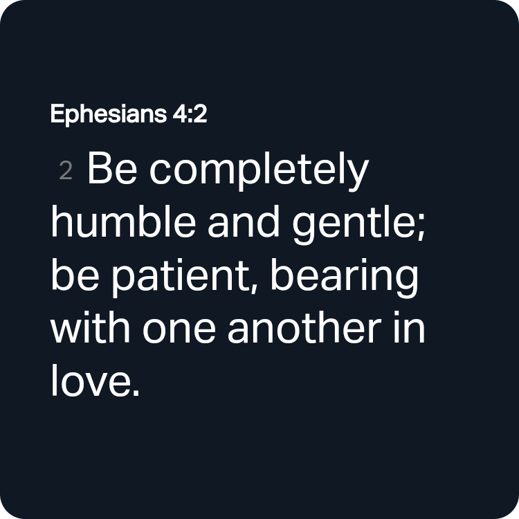 Bible Verse of the Day with you!

Ephesians 4:2 NIV
[2] Be completely humble and gentle; be patient, bearing with one another in love. 

bible.com/bible/111/eph.…