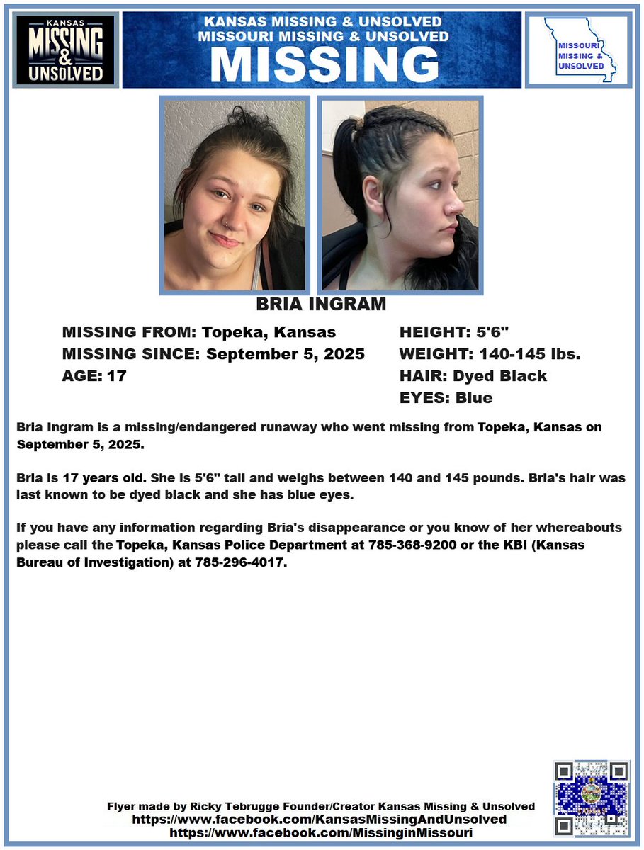 #MISSINGPERSON STILL #MISSING PLEASE SHARE/PRINT/POST!!! BRIA INGRAM (TOPEKA, KANSAS)!!!

<a href="/AnnetteLawless/">Annette Lawless 🌻</a> #KansasMissing #MissingInKS #MissingInKansas #MissingKansan #Topeka #Kansas