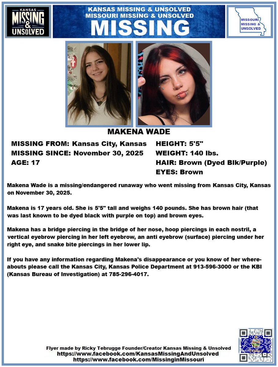 #MISSINGPERSON STILL #MISSING!!! PLEASE SHARE/PRINT/POST!!! MAKENA WADE (KANSAS CITY, KANSAS)!!!

<a href="/AnnetteLawless/">Annette Lawless 🌻</a> #KansasMissing #MissingInKS #MissingInKansas #MissingKansan #KansasCity #Kansas