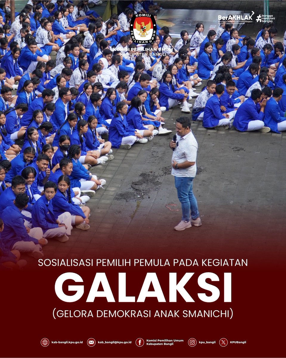 SMA Negeri 1 Bangli menjadi tuan rumah acara sosialisasi kepada pemilih pemula dengan tema "Cerdas (Cerita Demokrasi Anak Sekolah)" yang diadakan pada tanggal 17 Desember 2025. Acara ini juga berbarengan dengan kegiatan GALAKSI (Gelora Demokrasi Anak SMANICHI)