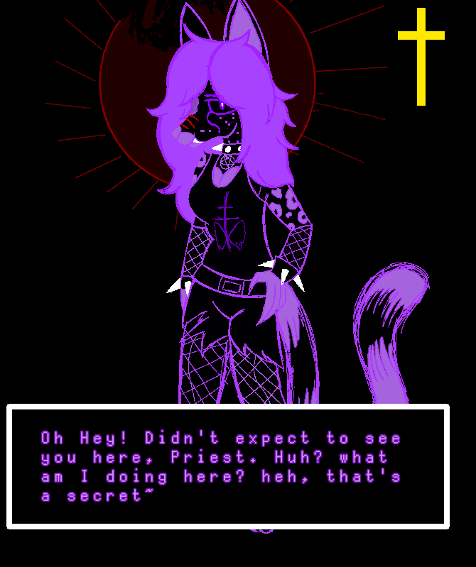 AMkinSylveon's tweet photo. 'Wandering in the old church, you found the same ocelot woman from before'
'Wdyd'
#FAITH #FAITHTHEUNHOLYTRINITY #FAITHTUT #FAITHTUTOC https://t.co/eKPS7YFqnm