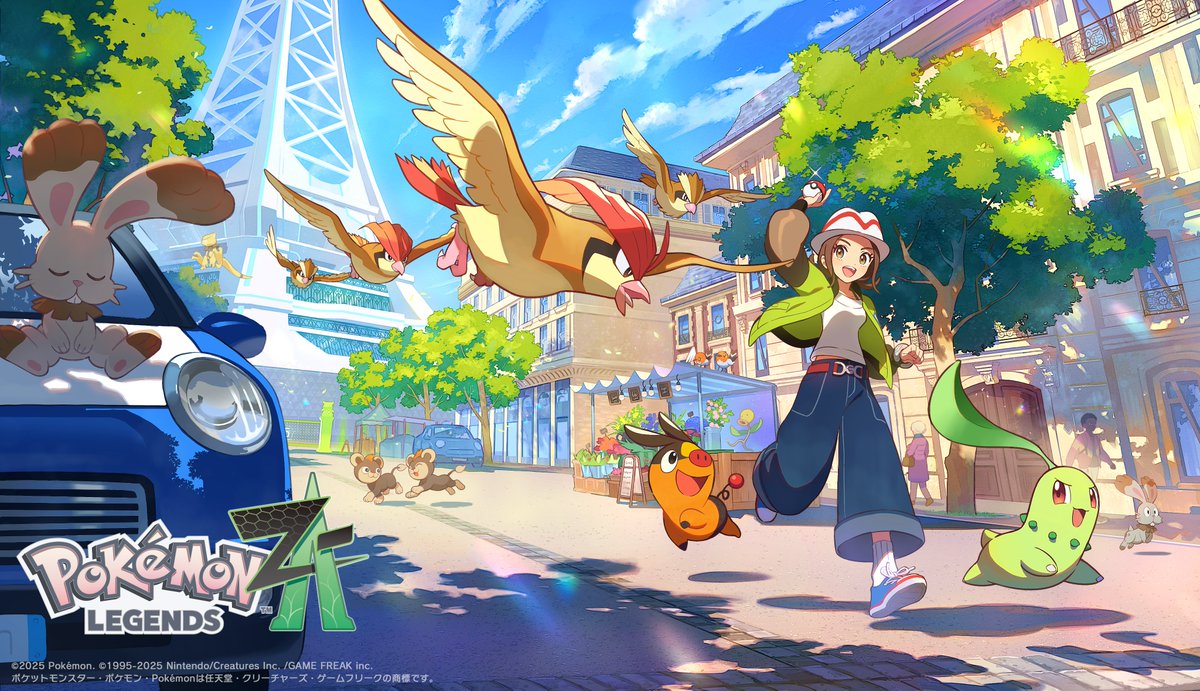 10月16日に発売された、『Pokémon LEGENDS Z-A』のこちらの広報イラストを担当させていただきました。
昼と夜で街の表情が変わるミアレシティをテーマに描かせていただいております！