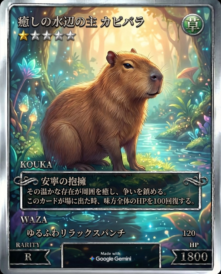 ペットカードジェネレーターでカピバラのカードを作ったよ！🐾✨ #神戸