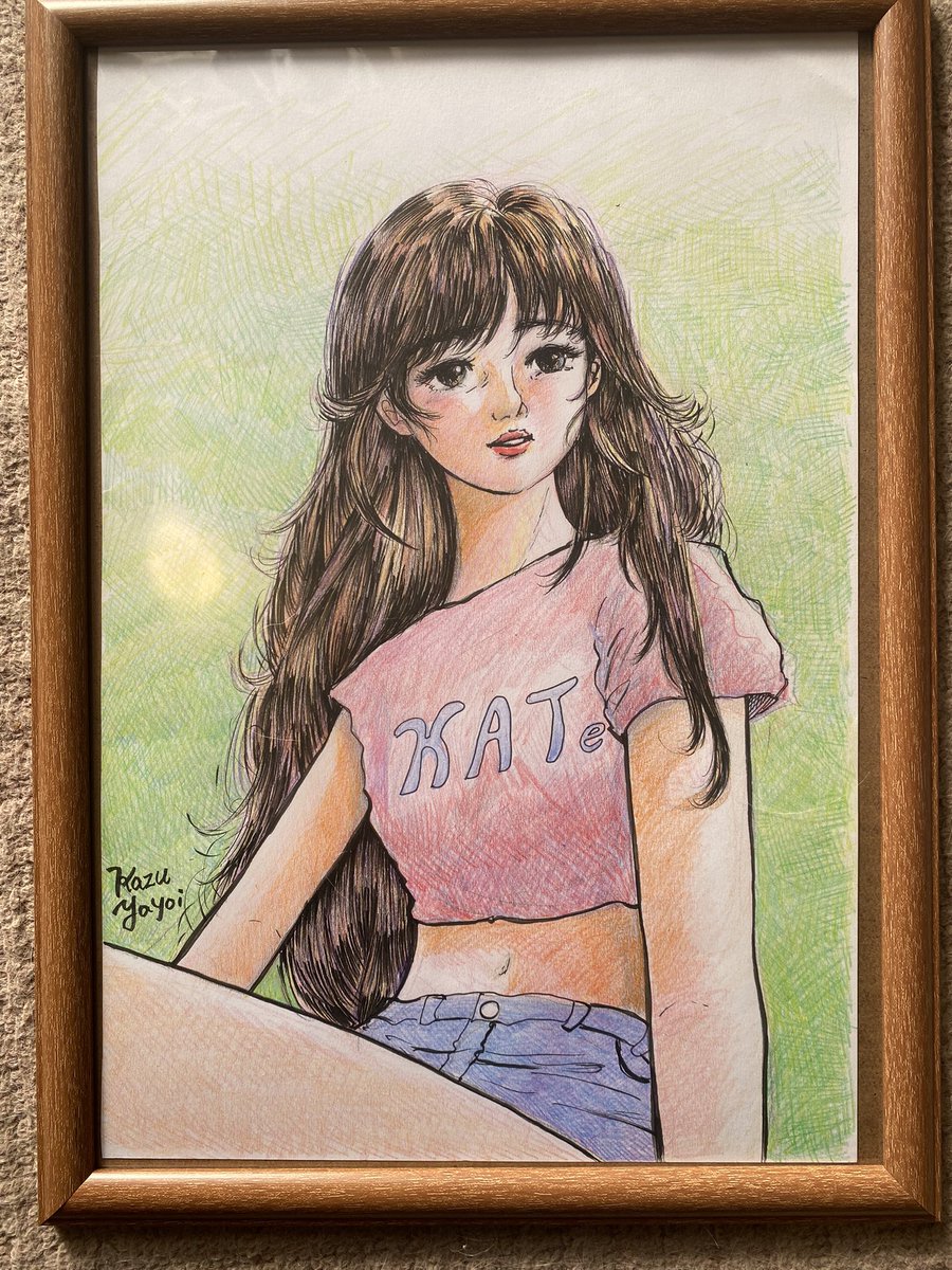 筆ペン使ってイラスト描きました 色鉛筆だけではぼやんとするので