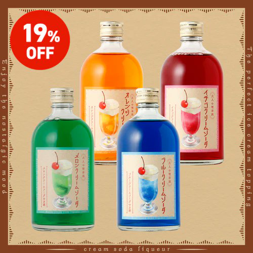 4色のクリームソーダのお酒 個別フレーバーでも好評販売中ですが お得