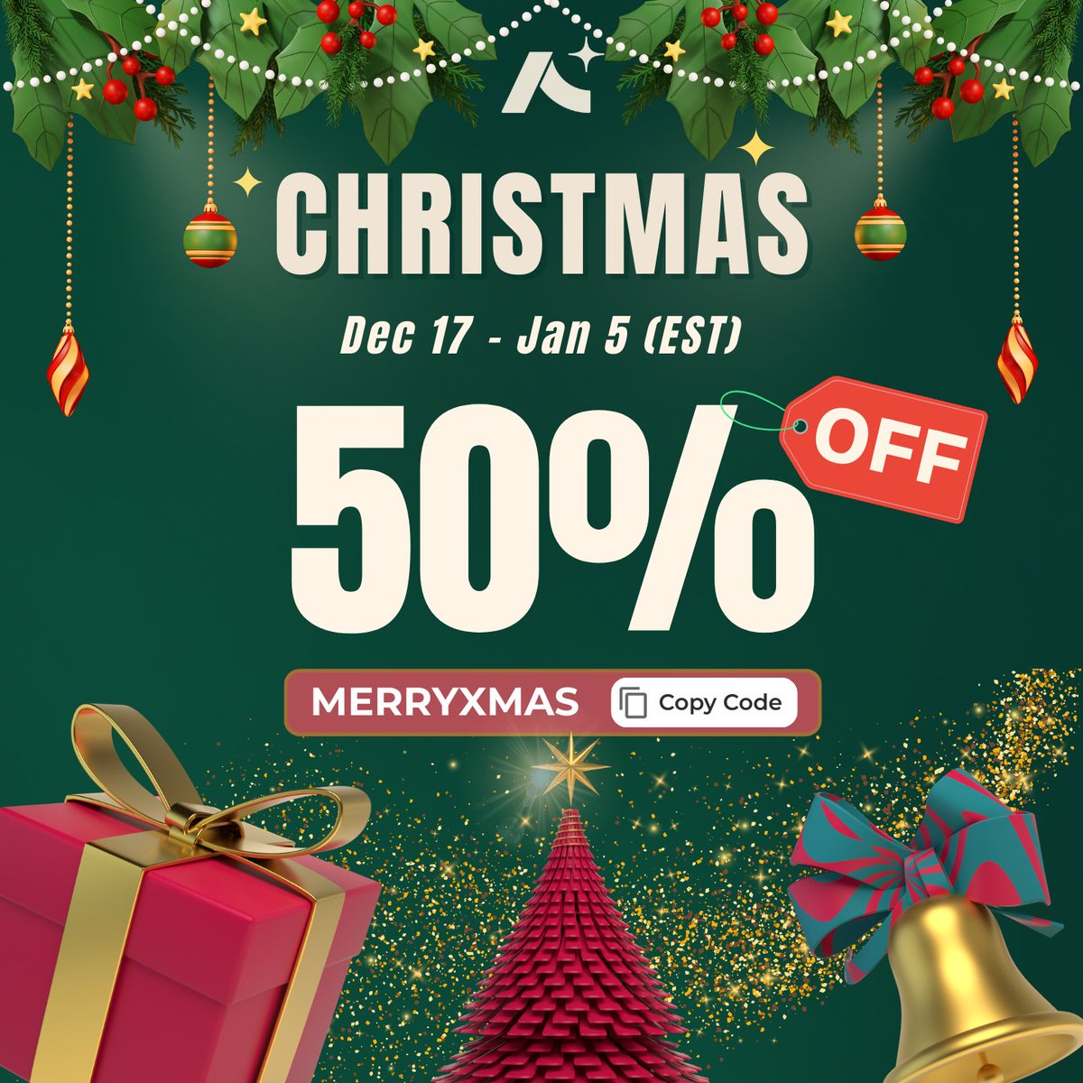 autocoder_cc's tweet image. 🎅 Merry Christmas from AutoCoder!  
⏰ Holiday Sale: Dec 17 – Jan 5 (EST)  
🥳 Enjoy 50% OFF on all subscriptions — just enter code MERRYXMAS at checkout!  

Make your projects merry and bright! ✨