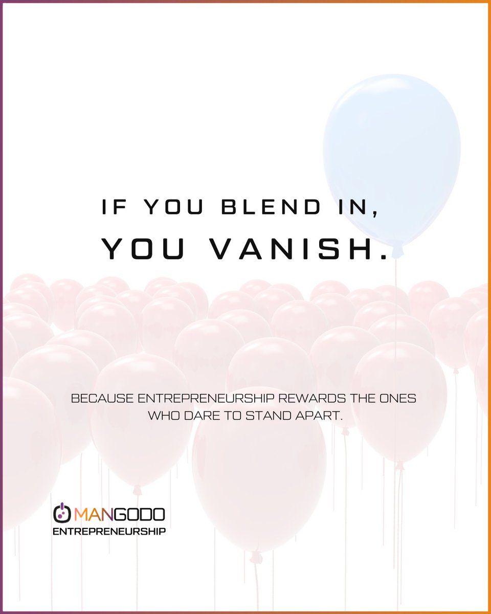mangododigital's tweet image. The market doesn’t notice the familiar.
It notices the bold.
Blend in, and you disappear.
Stand out, and you define the space.

#MangodoEntrepreneurship #StandApart #OwnYourEdge #BeUnignorable