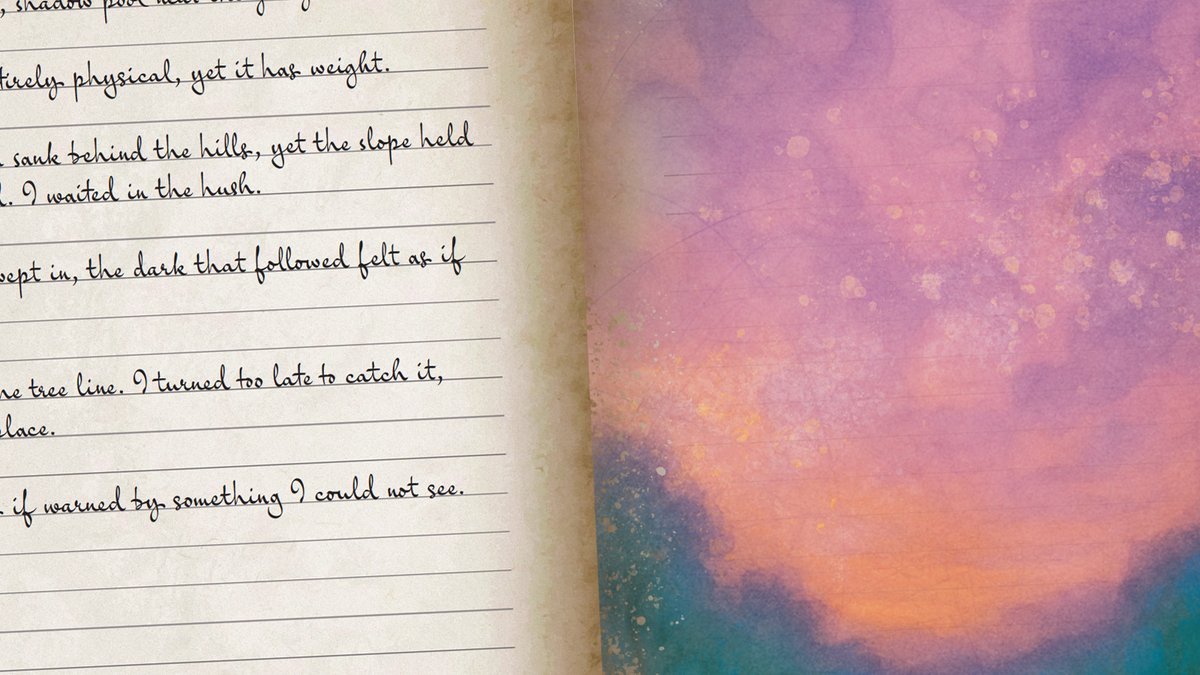 EchoesInked's tweet image. Around this time Thalia wrote often about the eastern slope and the quiet along the tree line. Her notes sound cautious, as if she was trying to understand small shifts in light and sound before admitting they troubled her. These pages feel watchful, somehow. #FictionThread