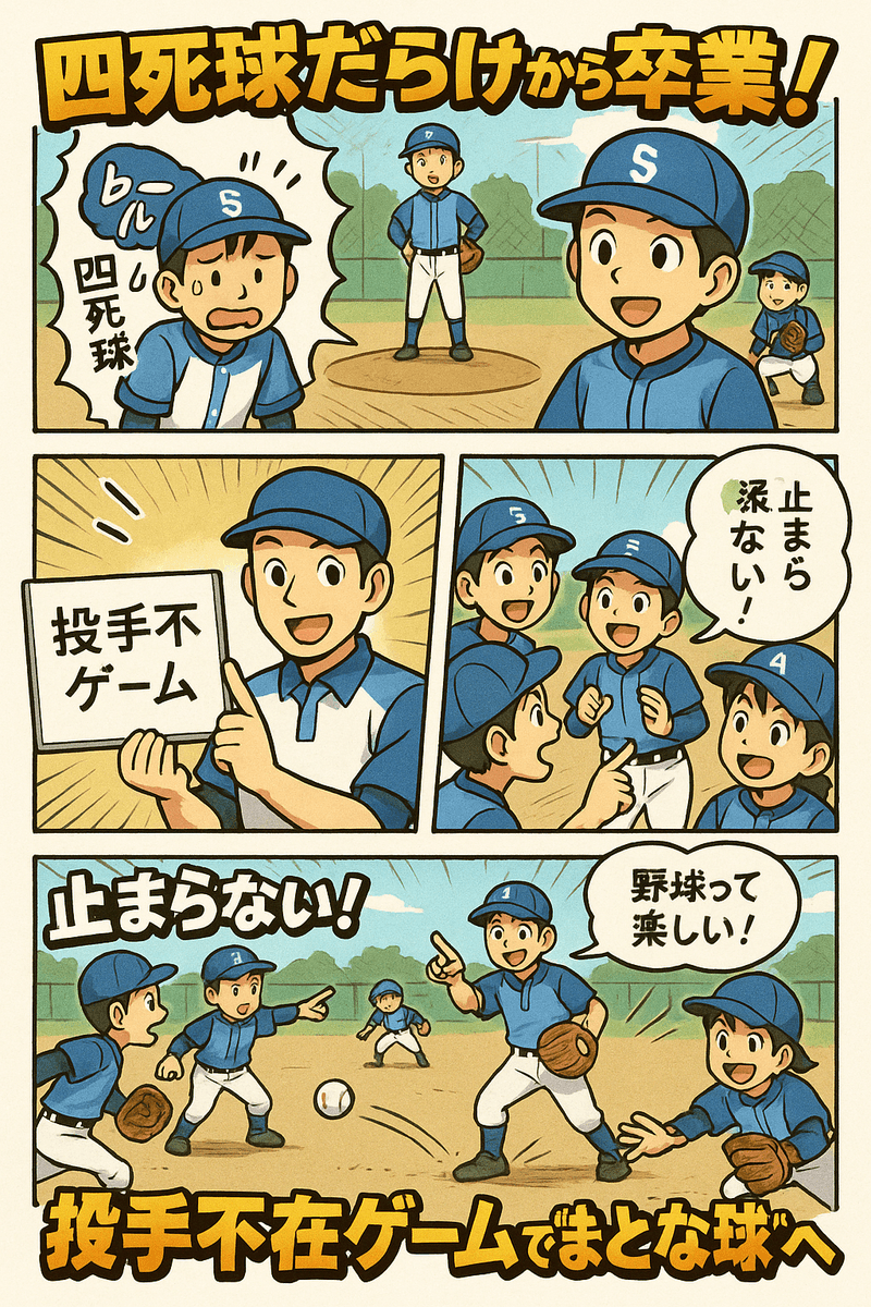 bbaseball2018's tweet photo. 四死球連発の低学年も「まともな野球」に　高学年でも応用…愛知強豪の“投手不在ゲーム” https://t.co/o2sGfTTmC1 https://t.co/qZbJcTudi9