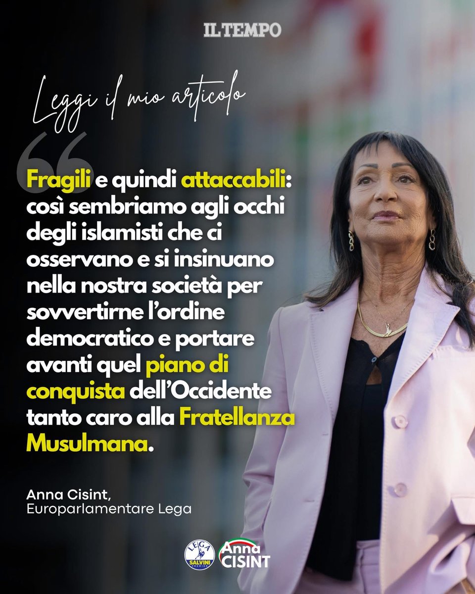🇮🇹🇮🇹 Occidente nella morsa del fanatismo islamico, ne ho parlato oggi su Il Tempo.

Ringrazio il direttore Daniele Capezzone per lo spazio 🙏🏻

Qui il mio articolo integrale ⤵️

“Fragili e quindi attaccabili: così sembriamo agli occhi degli islamisti che ci osservano e si