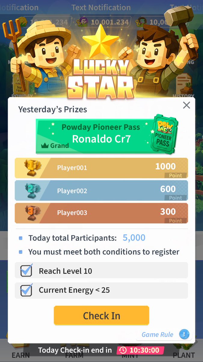 🔥 WIN A 0.5 SOL NFT EVERY DAY DURING POWDAY CLOSED BETA 🔥

⭐️Lucky Star | Rules &amp; How to Participate

✅ Eligibility
🔸You must be a member of the Powday Discord server
👉 Join here: discord.gg/powdayfarm
🔸Participate in the Closed Beta and meet both requirements
- Your