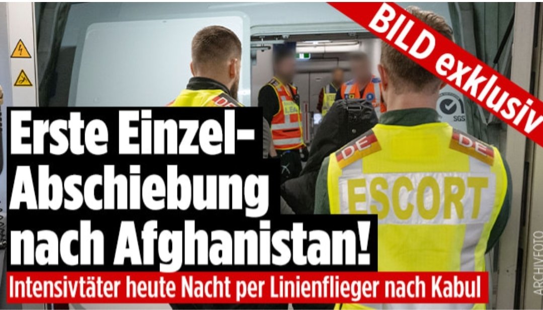 𝗦𝗞𝗨𝗥𝗥𝗜𝗟: Gestern landete der nächste Flieger mit 160 Afghanen an Board während flankierend 𝗘𝗜𝗡 afghanischer Intensivstraftäter - 𝘮𝘪𝘵 𝘚𝘵𝘦𝘶𝘦𝘳𝘨𝘦𝘭𝘥𝘦𝘳𝘯 𝘧𝘪𝘯𝘢𝘯𝘻𝘪𝘦𝘳𝘵 - nach Hause eskortiert wird.

↪️ Ich verachte diese Bundesregierung.