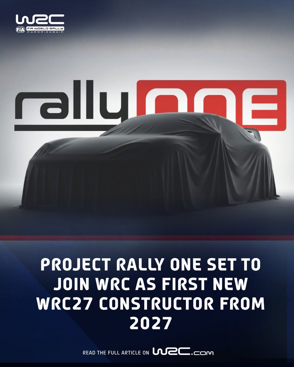 OfficialWRC's tweet image. A new name is coming to the WRC.

Project Rally One is confirmed as the first new Constructor of the WRC27 era from 2027 🚀

bit.ly/3XWjgSD
