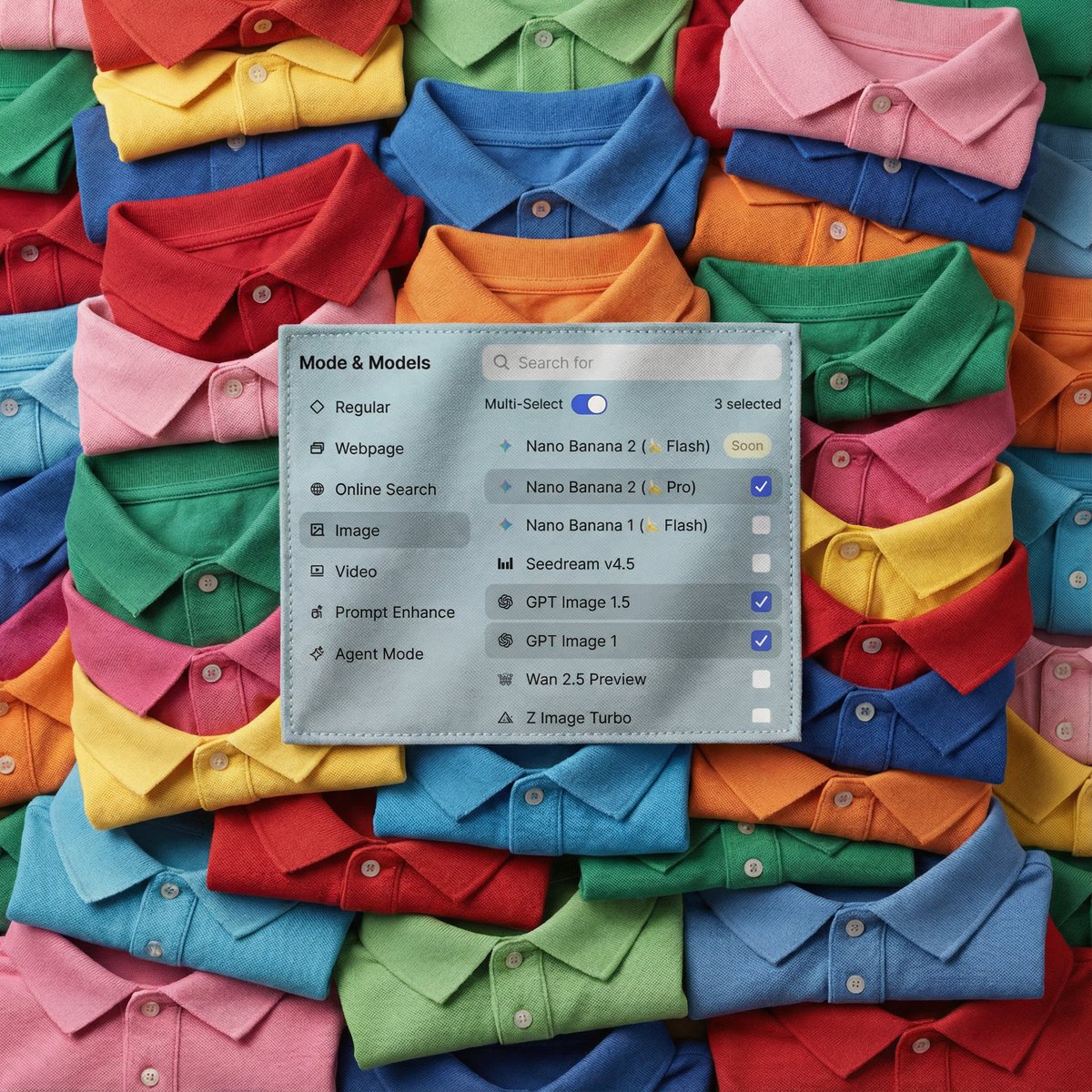 Model selection interface