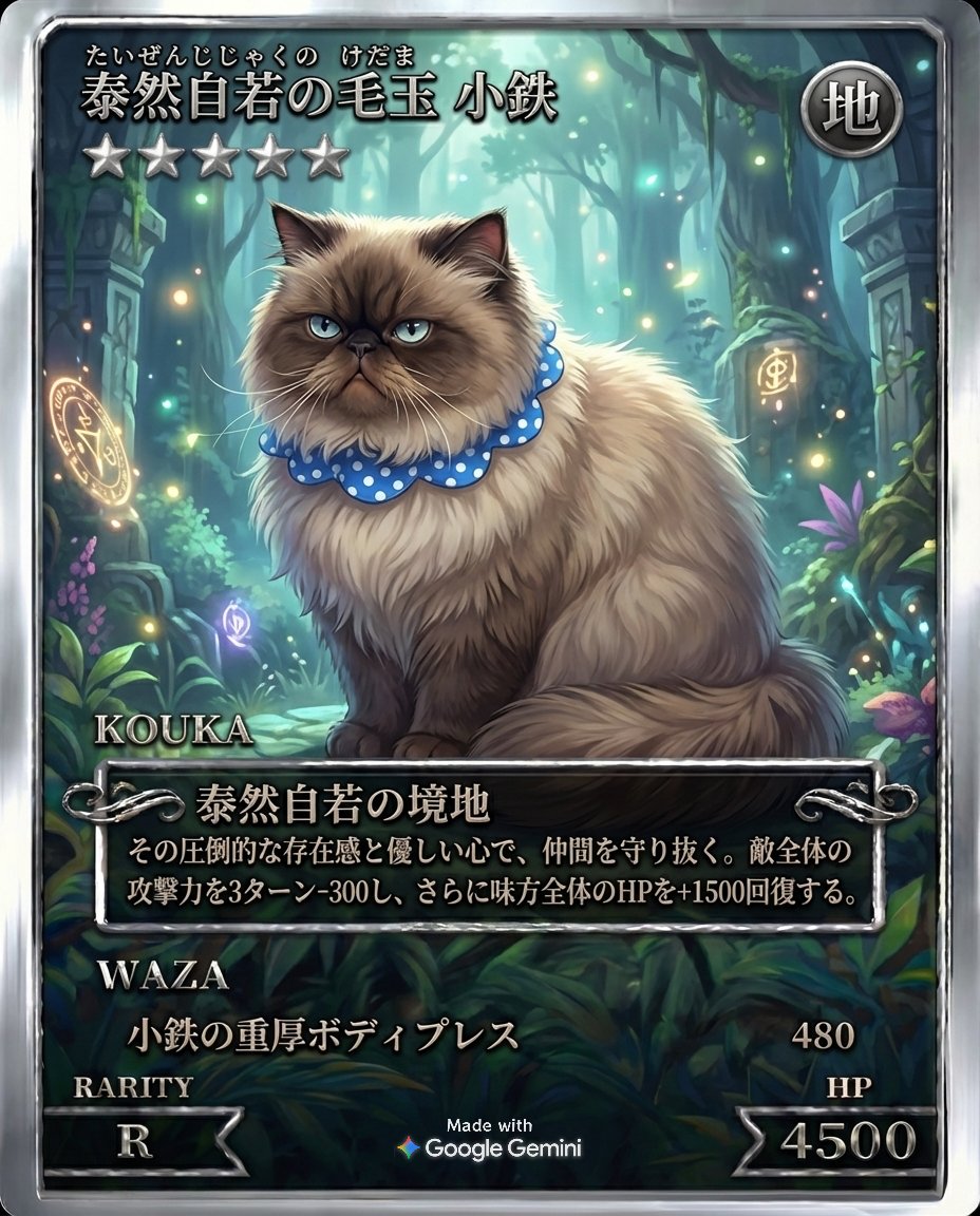 すごくイケメンな小鉄になりました😆 ペットカードジェネレーターで