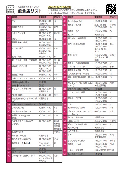 八丈島復興ガイドマップ🗺更新！ 12月16日時点】 八丈町の現在の観光