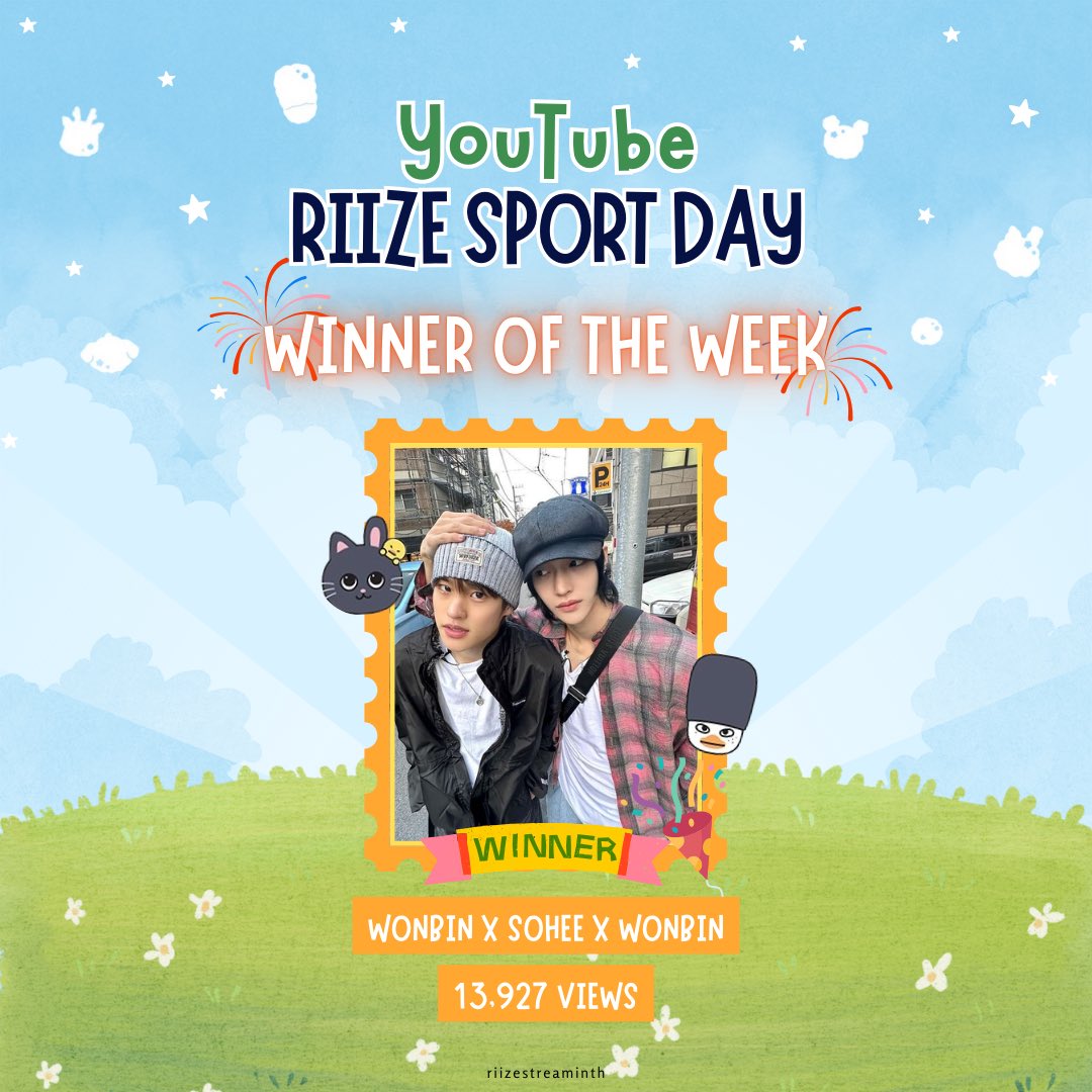 ผู้ชนะประจำ WEEK 4 และผู้ชนะจากกิจกรรม MASS STREAMING RIIZE YOUTUBE SPORT DAY 🚴🏆

🏆THE WINNER IS #ทีมวอนบินโซฮีวอนบิน = 13,927 views🏆

ยินดีกับสมาชิกทีม และขอบคุณพี่สาวบรีซทุกท่านที่มาร่วมสตรีมกันในกิจกรรมครั้งนี้นะคะ 🧡

#พี่สาวปั่นวิวยูทูป #พี่สาวปั่นสตรีมน้องข้าว