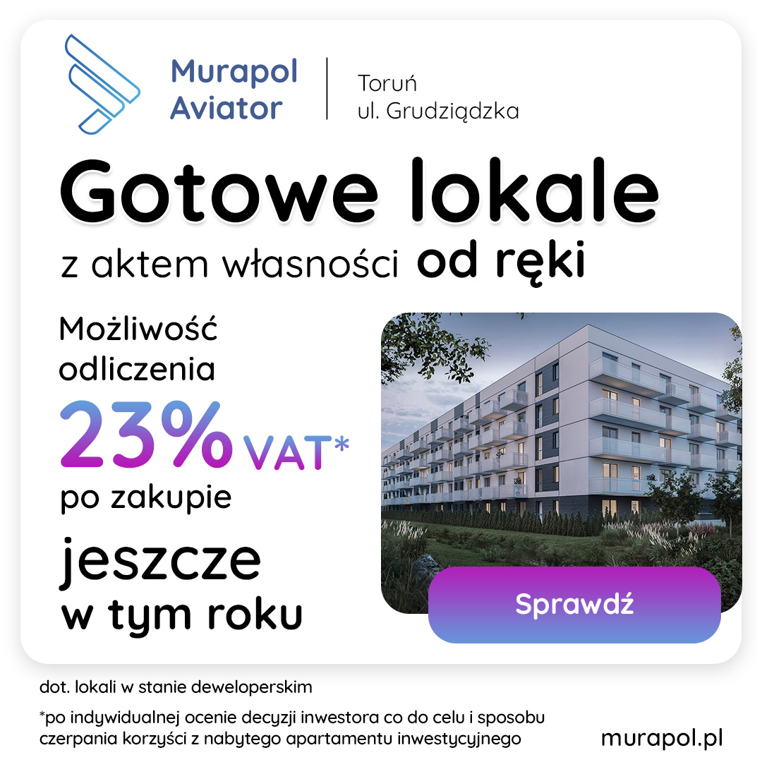 🌆 Gotowe do odbioru lokale w inwestycji #MurapolAviator w Toruniu czekają! Kupujesz, odbierasz klucze, rozpoczynasz aranżację i wynajmujesz. Zamknij rok z korzyścią - 23% VAT możliwe do odliczenia jeszcze w 2025 r. 
Zainwestuj! 🏡✨

Więcej: bit.ly/zainwestuj-w-M…