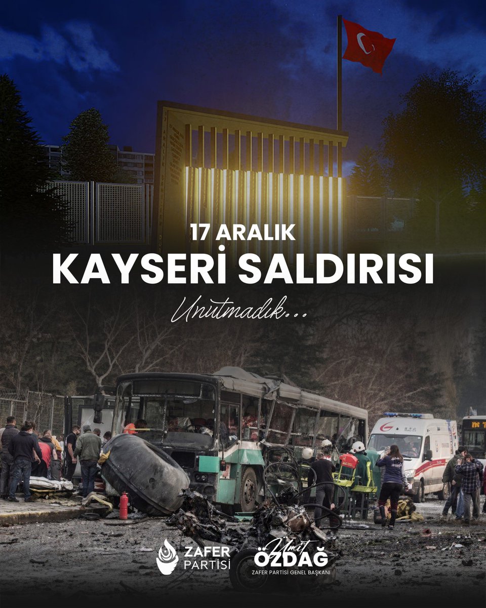 PKK terör örgütü 17 Aralık 2016'da çarşı iznine çıkan silahsız askerlerimizi ve sivil vatandaşlarımızı bombalı araçla hedef aldı.
15 kahraman askerimiz şehit oldu, 56 vatandaşımız yaralandı.

Aziz şehitlerimizi saygı ve rahmetle anıyor, bu vesileyle teröristlerle kucaklaşmak
