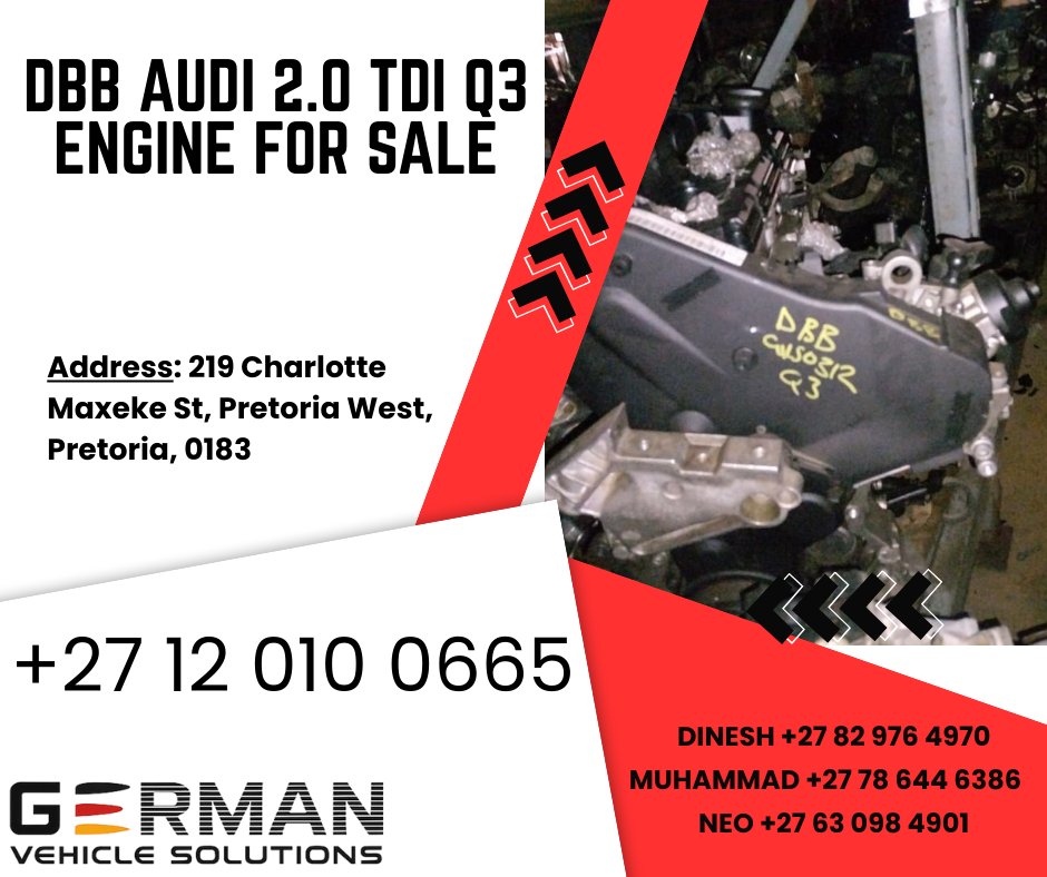 GermanSpares219's tweet image. DBB audi 2.0 tdi q3 engine for sale
German Vehicle Solutions Spares
germanvehiclesolutions.co.za
#audiengine #audiq3 #tdiengine #dieselparts #carspares #audispares #usedengine