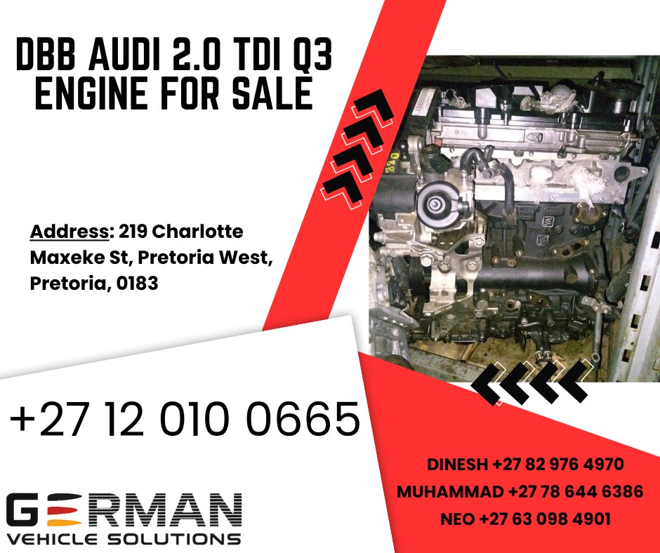 GermanSpares219's tweet image. DBB audi 2.0 tdi q3 engine for sale
German Vehicle Solutions Spares
germanvehiclesolutions.co.za
#audiengine #audiq3 #tdiengine #dieselparts #carspares #audispares #usedengine