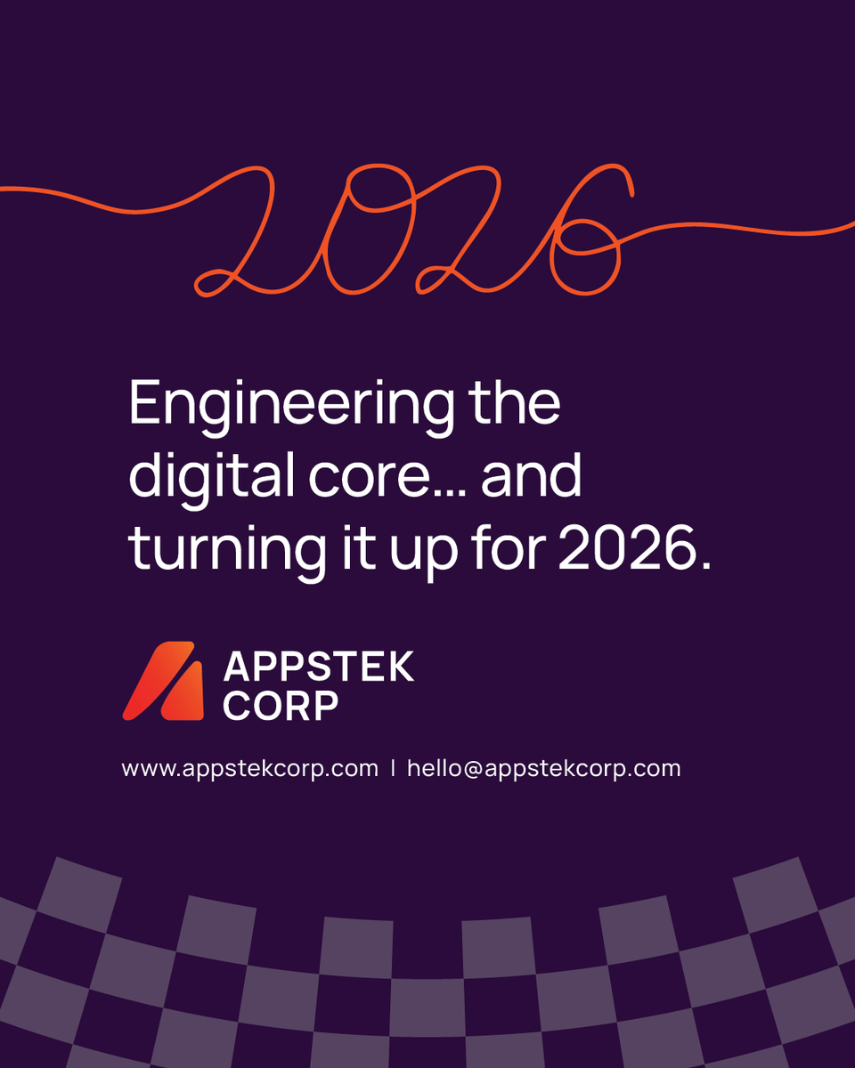AppstekCorp's tweet photo. Looking ahead to 2026, the focus remains unchanged. Build with purpose, learn from what works, and keep moving the core forward. 2025, that's a wrap!
#AppsTekWrapped #IntelligentCore #YearInReview #EngineeringWithIntent #NewYear https://t.co/4alN9mOcve