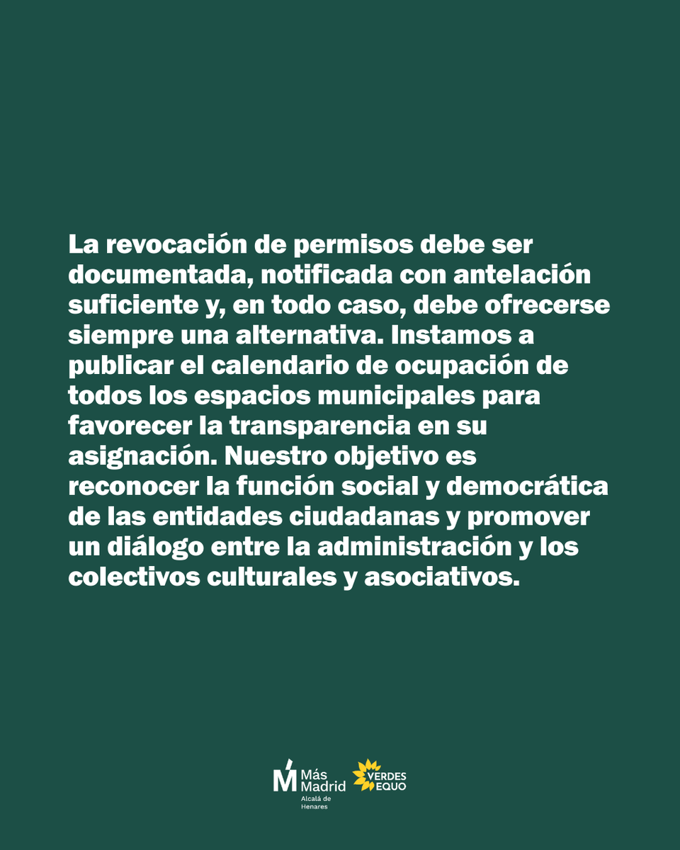 ¡El Gobierno PP-VOX en Alcalá aplica la cultura de la cancelación! 😱

Hemos llevado al Pleno una moción tras la cancelación injustificada de un evento cultural a menos de 24h.

Los espacios son de la ciudadanía, no propiedad de ningún gobierno.