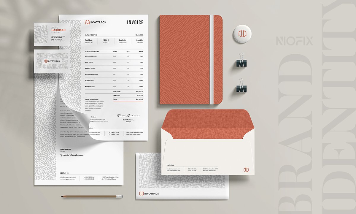 niofix25's tweet image. First impressions matter. We crafted this professional corporate identity for INVOTRACK—from invoices to business cards. 💼

Elevate your brand's look and make every detail count.

👉 See more: niofix.com

#Branding #CorporateDesign #DesignAgency