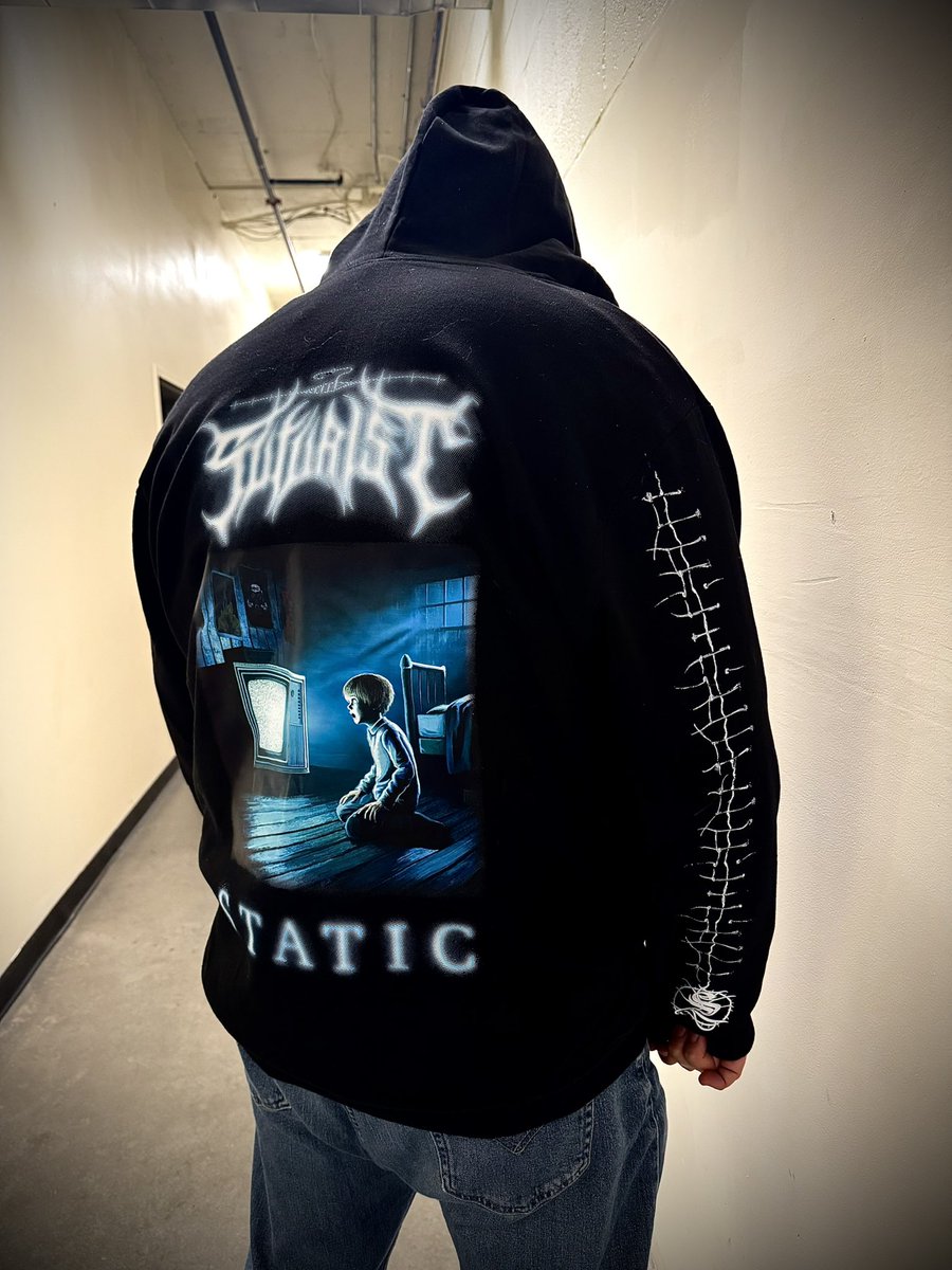 suturistband's tweet photo. 📺🤯MERCH DROP🤯📺

Our first ever Hoodie is HERE and available for Pre-Order ONLY at The Dark Harvest at the @knitboise on Saturday! 

Who wants one??? 💀🪡 https://t.co/v8ihko16xJ