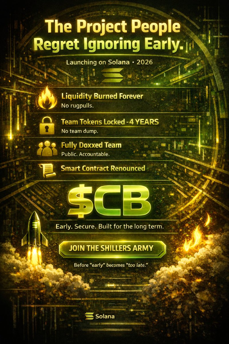 Cital Block is launching in 2026 on Solana, and this is the kind of project people regret ignoring early.

$CB is the ticker. Don’t miss out.
Join their Shillers Army before it goes from “early” to “too late.” 🚀🔥
t.me/Citalblockshil…