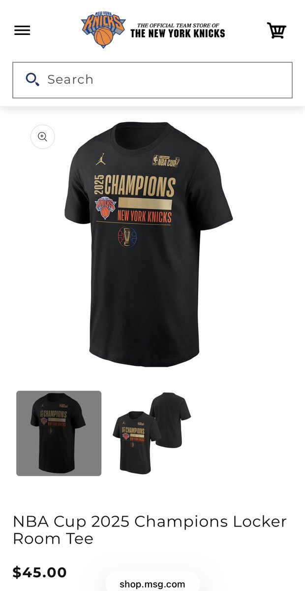 ニューヨークニックス‼️ NBA CUP優勝グッズ‼️ MSGストアにて Tシャツ