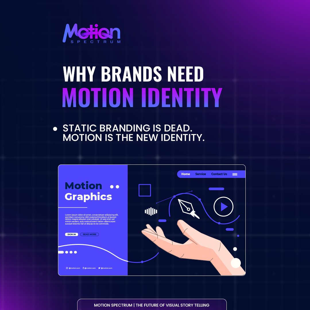 motionspectrum's tweet photo. We help brands make the jump from static visuals to living, breathing brand identities.

Your brand does not just need a logo. It needs a motion identity.
#motionGraphics #videoediting #motionspectrum https://t.co/1cbfyb44Zx