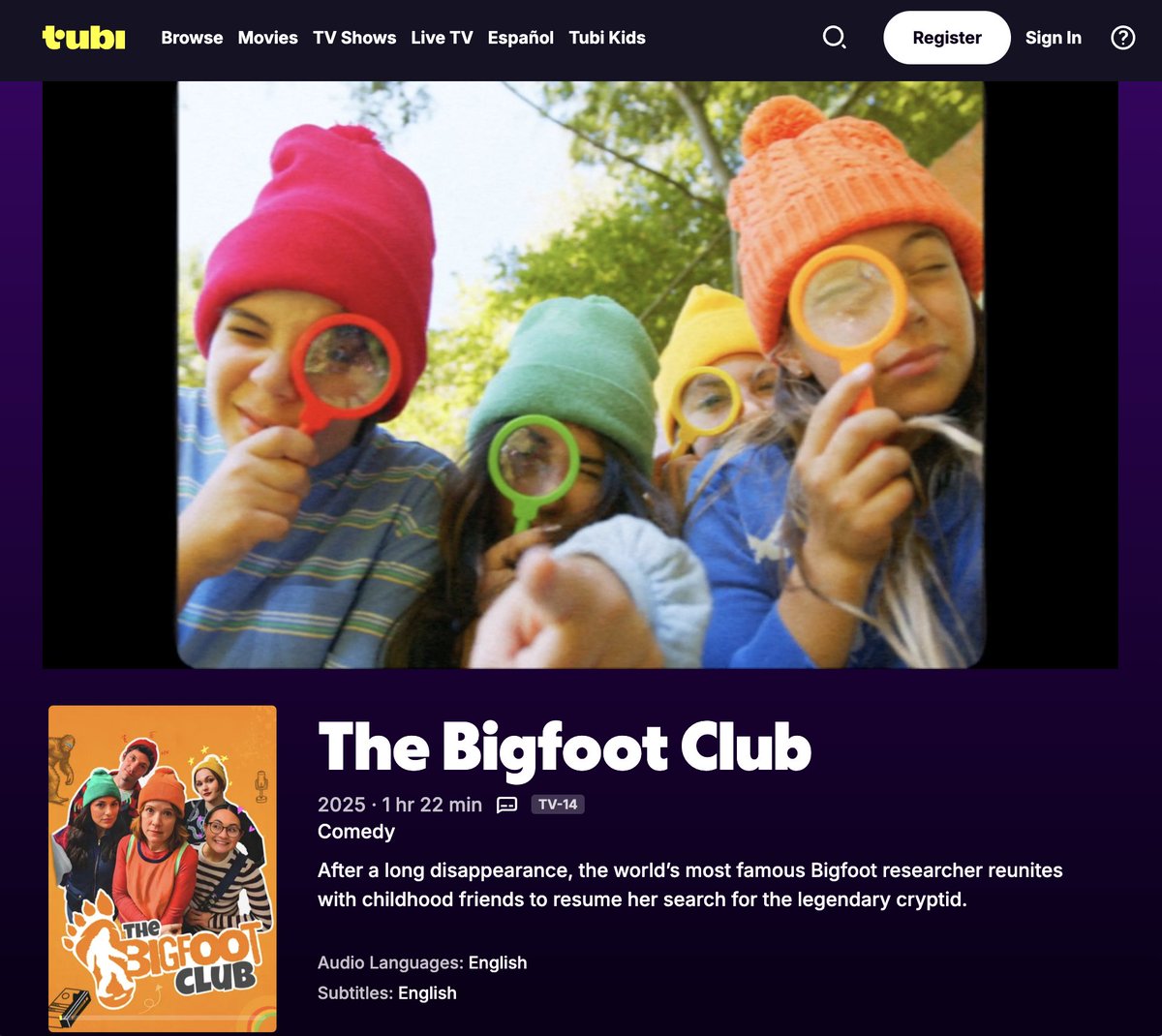 The Bigfoot Club is now on <a href="/Tubi/">Tubi</a>! If you love Bigfoot, <a href="/PBS/">PBS</a>, TV, &amp; cryptid culture, then you will LOVE this movie.   

Check it: tubitv.com/movies/1000489…
From Steven Tsapelas &amp; In the Garage Productions.
#SupportIndieFilm