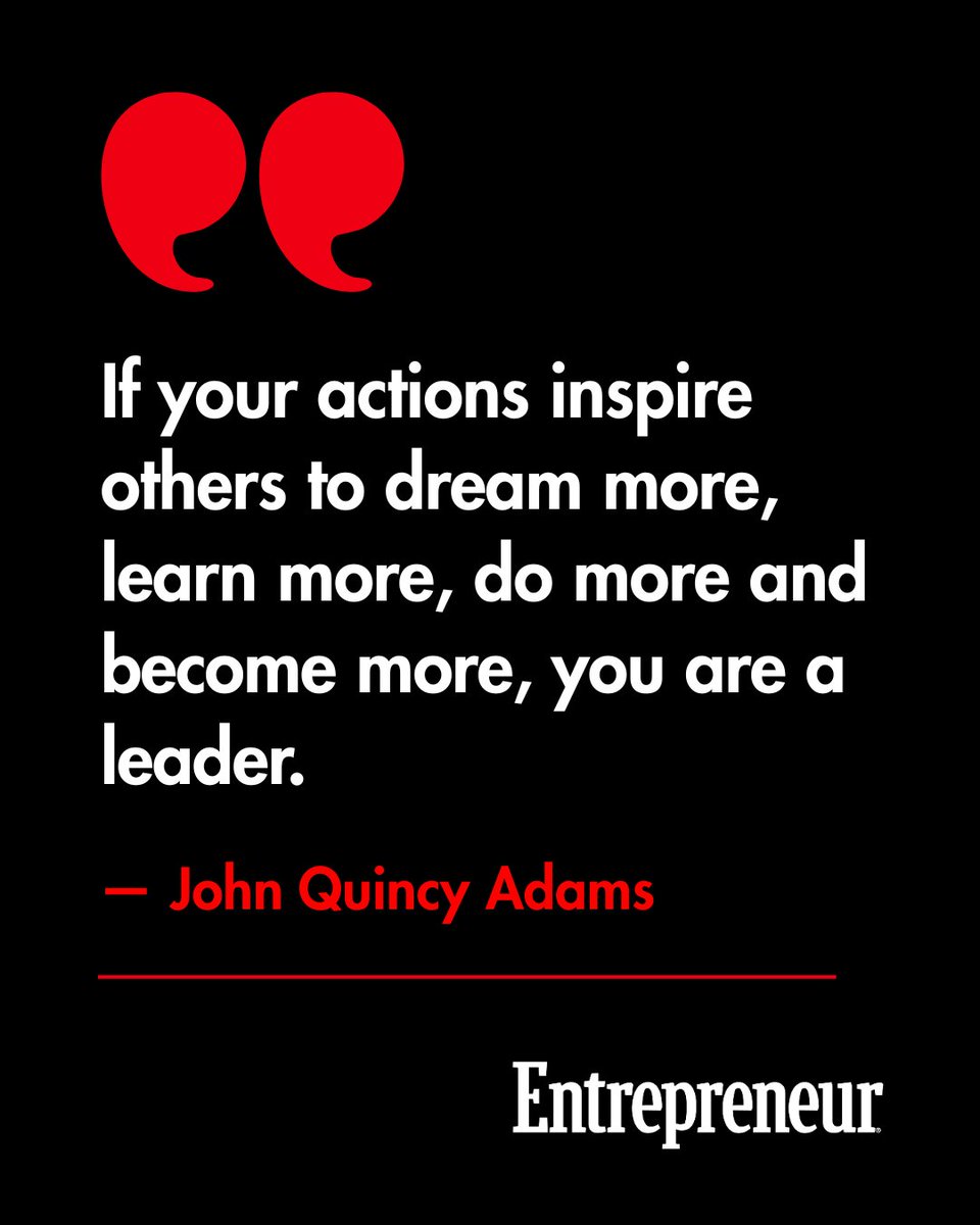 EntrepreneurAPJ's tweet image. #QuoteOfTheDay

If your actions inspire others to dream more, learn more, do more and become more, you are a leader.

— John Quincy Adams

#Entrepreneur