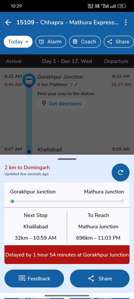 4nm09cv009's tweet photo. @RailMinIndia @RailwaySeva 
@PiyushGoyal
आज लखनऊ में मैच ind vs africa का
आज एक महत्वपूर्ण मैच देखने जाना है, लेकिन ट्रेन संख्या 15109 लगातार लेट होती जा रही है। यात्रियों को काफी परेशानी हो रही है https://t.co/iVSBf2lCe4