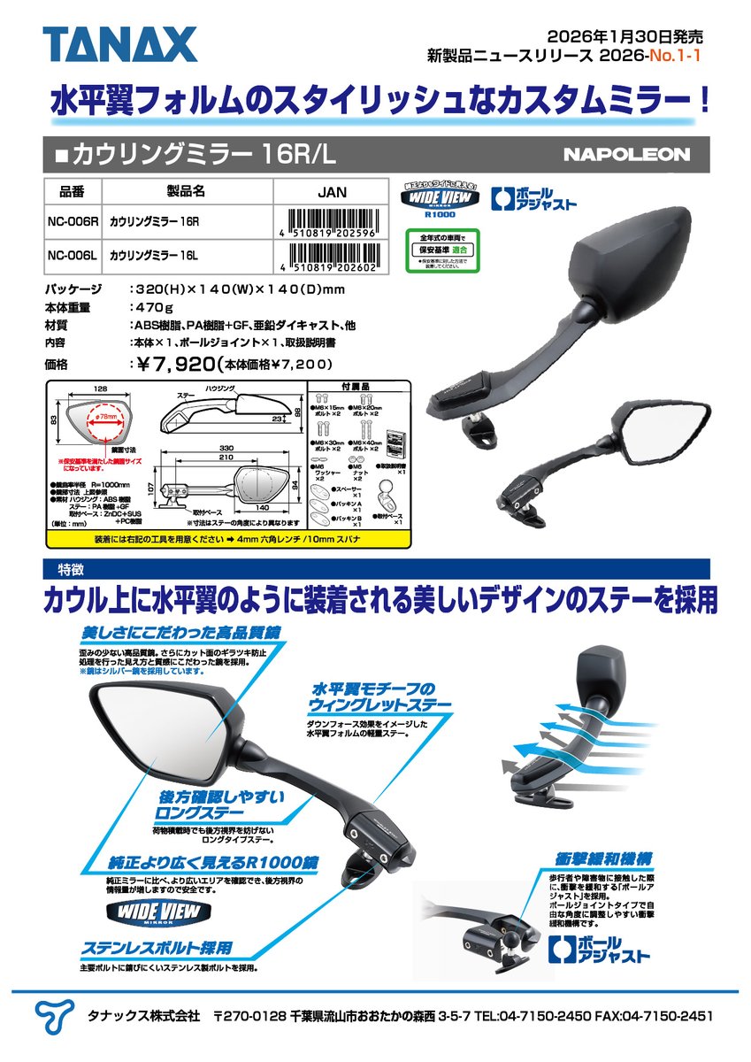 ナポレオン　カタログ □お待たせしました□① あなたのカウル車の顔が変わる！！ ミラーで