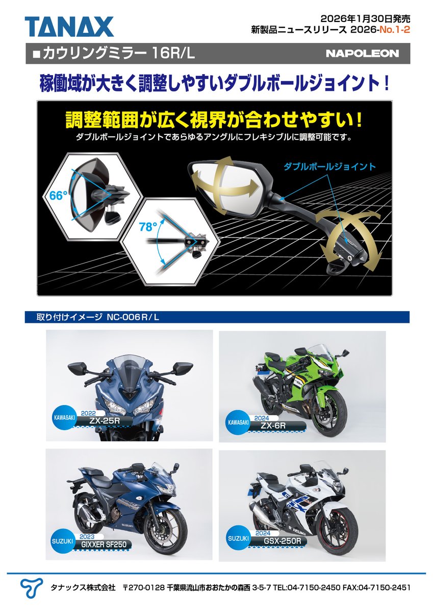 ナポレオン　カタログ □お待たせしました□① あなたのカウル車の顔が変わる！！ ミラーで