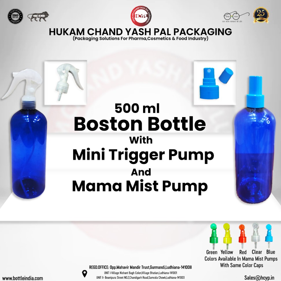 hukam_yash's tweet image. Versatile 500 ml Boston Bottle (Blue) with Mini Trigger Pump OR Mama Mist Pump. Mist Pump colors: Green, Yellow, Red, Clear. Perfect for all liquid sprays!
#BostonBottle #TriggerPump #MistPump #500ml #packaging