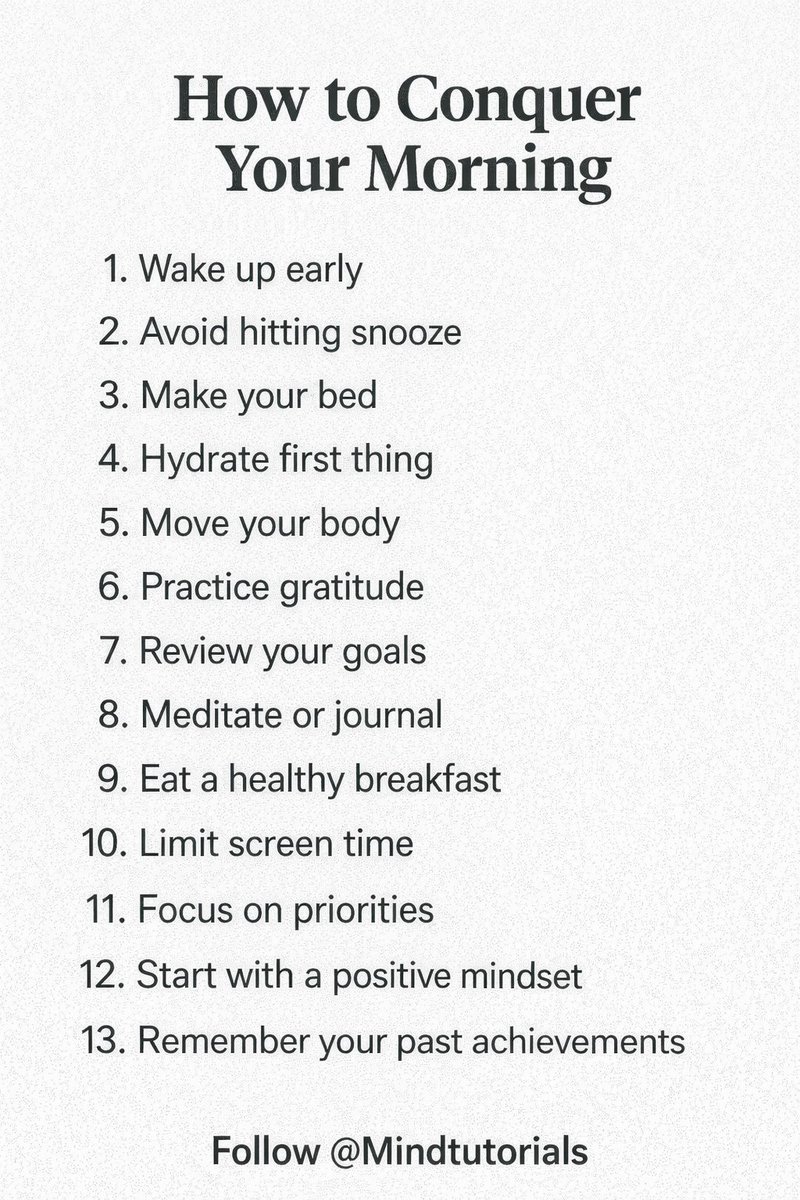 Mindtutorials's tweet image. How to Conquer Your Morning