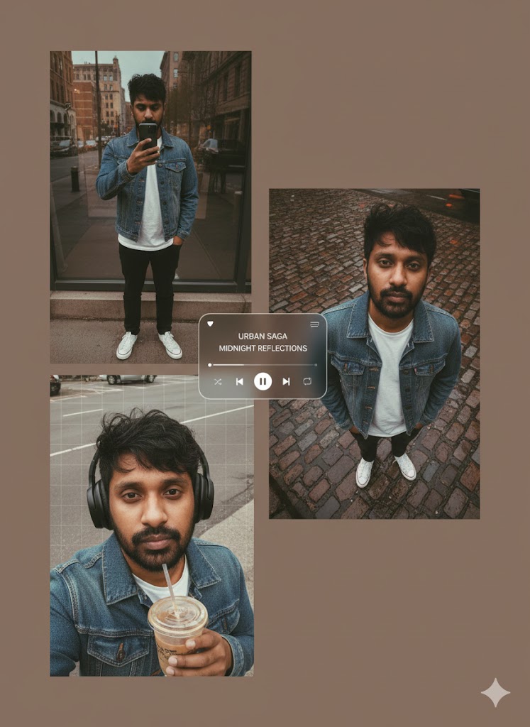 Photorealistic portrait of a man in selfie mode