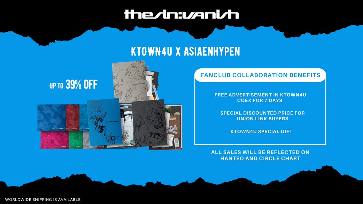 Pre-order ‘THE SIN : VANISH’ from <a href="/Ktown4u_com/">Ktown4u_com</a> and help us unlock a 1-week COEX advertisement for ENHYPEN!

Once we reach 1,000 pre-orders via the fanclub link, the COEX AD will be secured to promote ENHYPEN’s 7th Mini Album during the comeback. Plus, all purchases through the