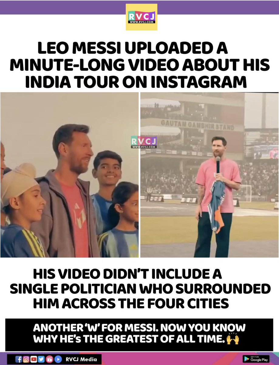 RVCJ_FB's tweet photo. Lionel Messi uploaded a video on Instagram after the India tour.. https://t.co/GJFG8ZpFSY