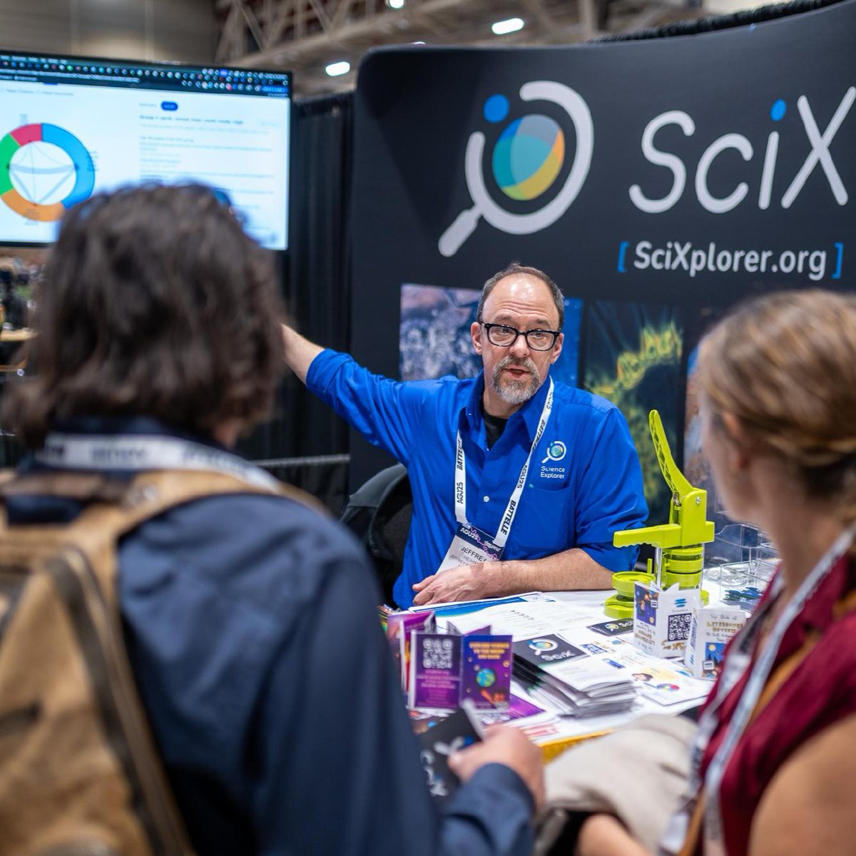SciXCommunity's tweet photo. We're buzzing from our first full day at #AGU25! If you're in #NewOrleans this week, visit our booth for demos, science badges, luggage tags, and great conversations!
#SciX #OpenScience https://t.co/vVAry0wKbr