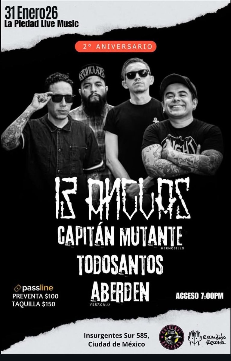 capitanmutante1's tweet photo. Un honor acompañar a los chingones de @perroflecha en el PERROTOUR 2026. 

Jueves 29 de Enero Cuatitlan Izcalli (El Taller)
Viernes 30 de Enero Queretaro
Sábado 31 de Enero (Aniversario 13  Anclas)
Domingo 1 de Febrero Puebla (Calor Trópico) 
Ahí nos vemos 🙌🔥💥 https://t.co/fEiC1tyPRq