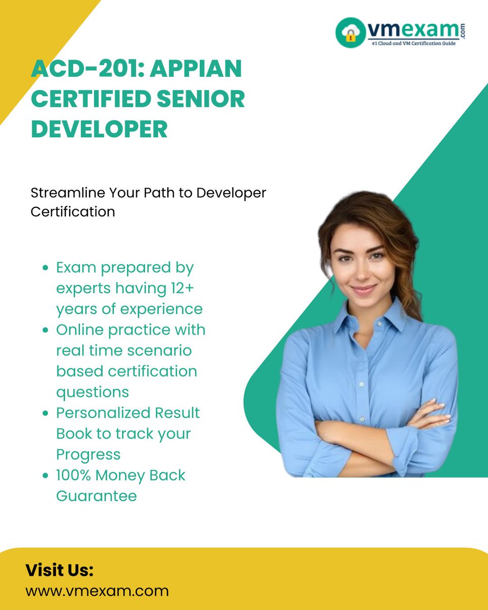 VM_Exam's tweet photo. Senior-level Appian skills start here.
ACD-201 Appian Certified Senior Developer → https://t.co/FWEc9ky757

#Appian #ACD_201 #SeniorDeveloper #AppianDeveloper #LowCode #AppianCertification https://t.co/V74OUjOk0f