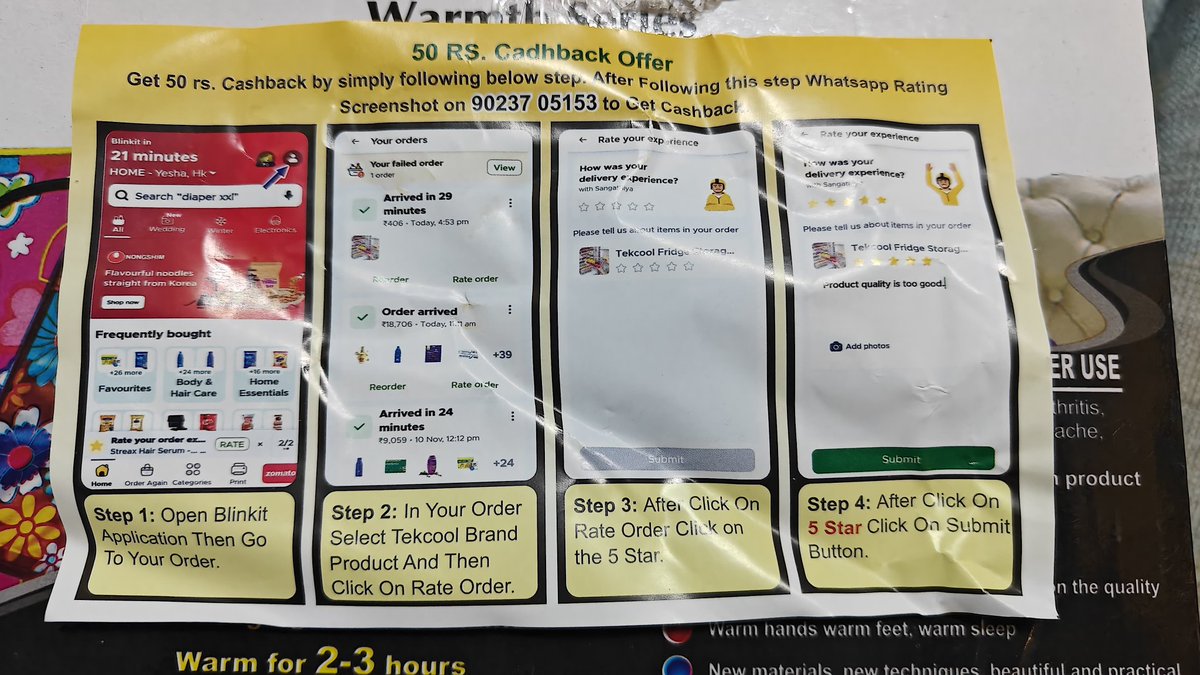 OptionsExpert_'s tweet photo. i order one hot water bag from blinkit @letsblinkit the product quality is so bad but even the product rating is so high , but when I check I found the seller is giving some incentive of 50 rs to rate it 5 star 
@albinder @deepikapadukone how will you handle such fake sellers? https://t.co/oCqrHxZb21