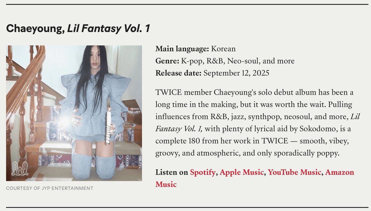 Congratulations, Chaeyoung 👏🏻 Your self-produced album is being recognized again 🥳